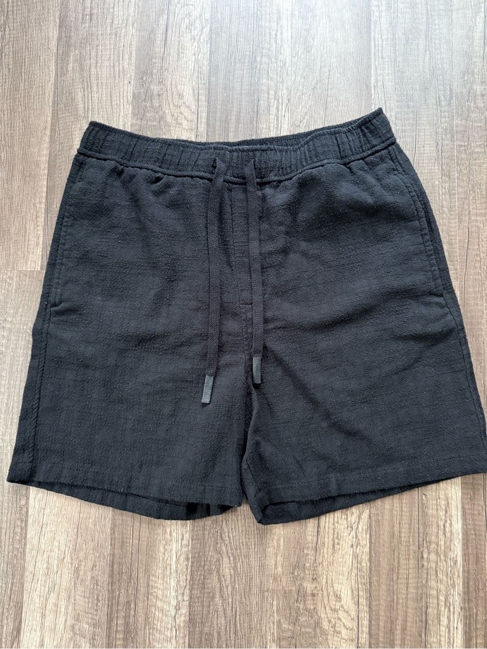 Denim & Flower Ricky Singh Black Textured Drawstring Shorts Men’s M
